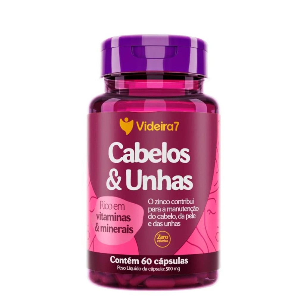 Vitamina Para Cabelos e Unhas 60 Capsulas Videira Rico em Biotina e Vitaminas
