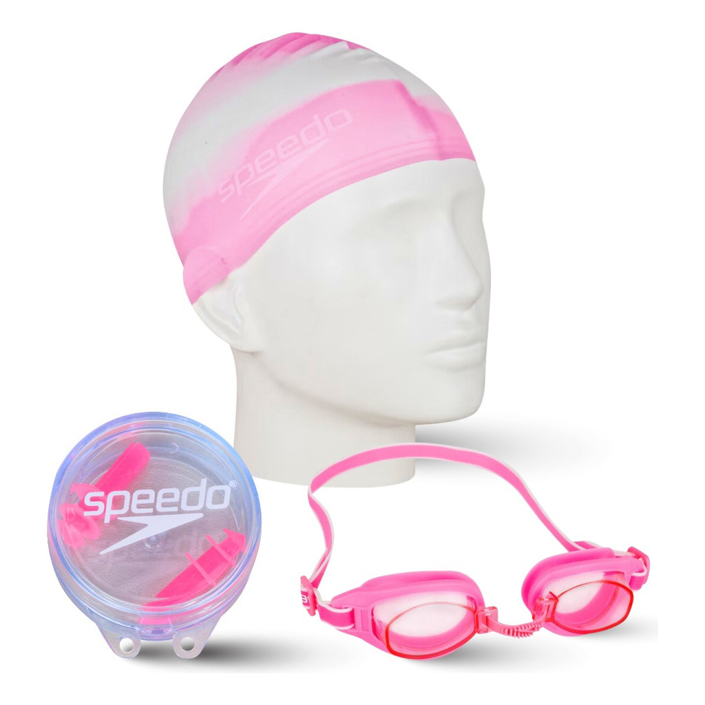 Óculos De Natação Touca Silicone Protetor De Ouvido Kit Natação Completo Speedo