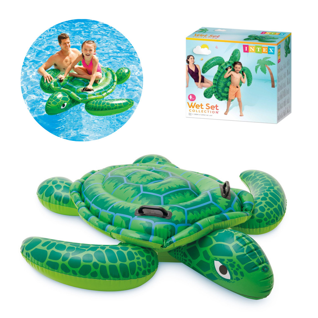 Boia Inflável Infantil Bote Tartaruga Marinha Verde Gigante Intex Para Piscina 57524