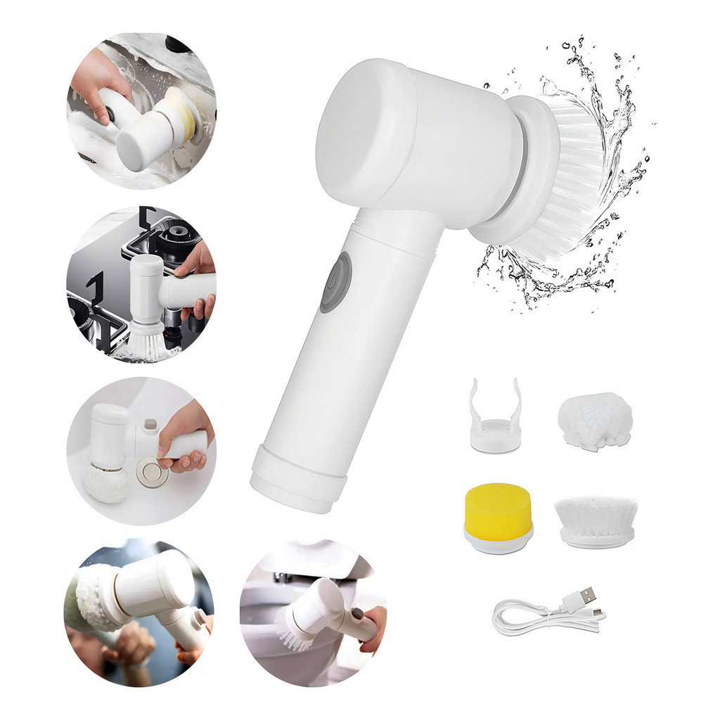 Magic Brush escova de limpeza elétrica bivolt giratória recarregável esfregão limpa tudo casa banheiro cozinha 5 in 1