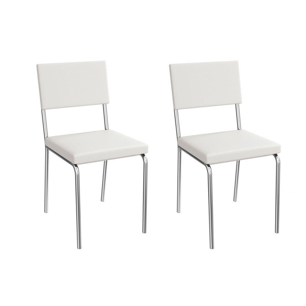Cadeira Sala de Jantar Zaria 2C128CR Aço Kit 2 Un Cromado/ano Branco - Kappesberg em Oferta na Shopee
