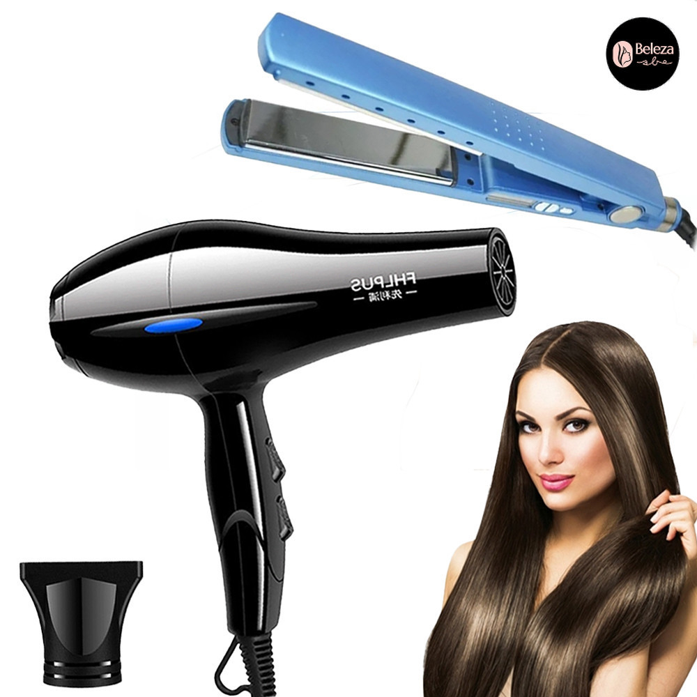 Chapinha + Secador de Cabelo Bivolt 110 / 220V - Nano Titanium e 3200W Profissional