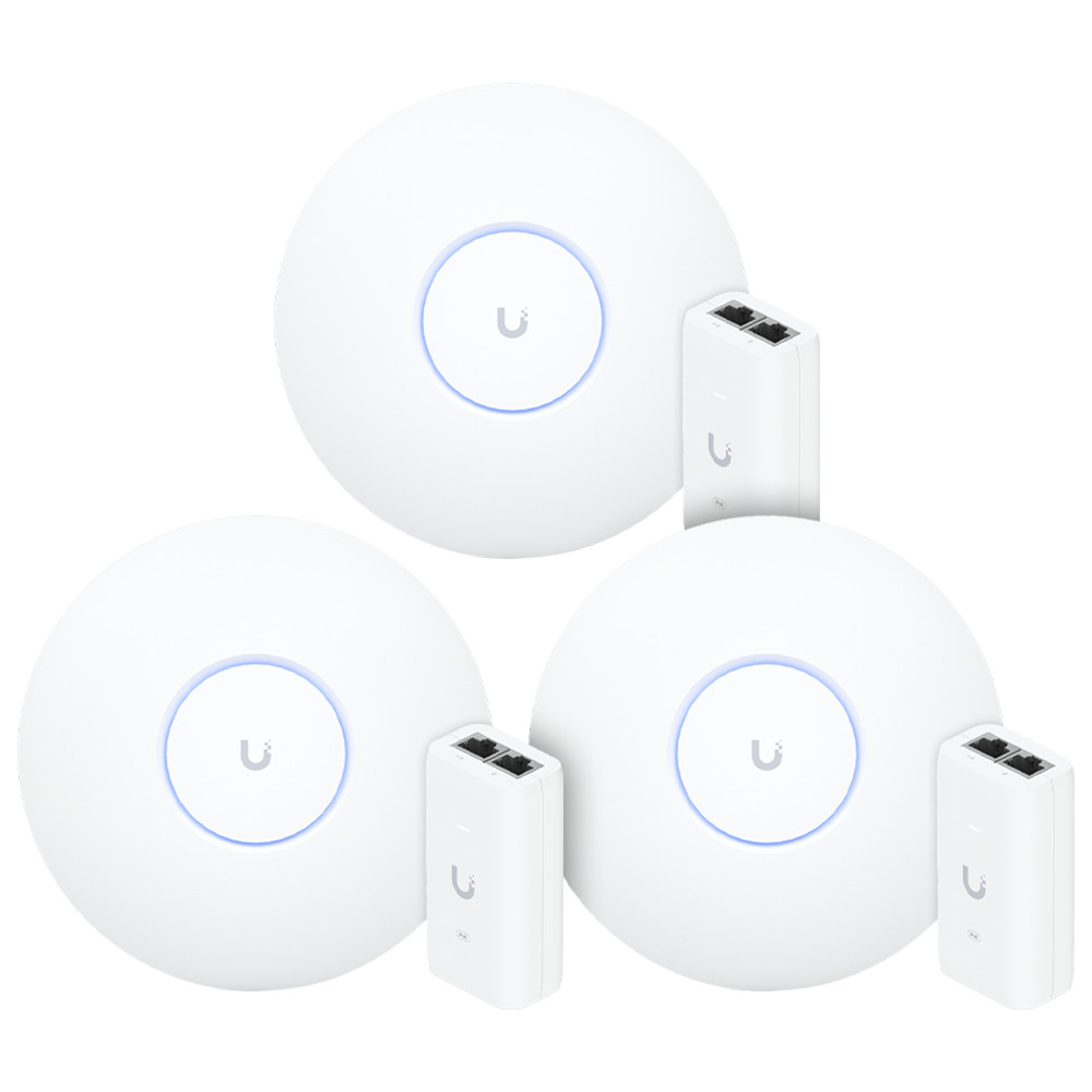 3 Roteadores Wi-Fi 6 Access Point 3.0 Gbps + 3 Injetores PoE | 3 U6+ Ubiquiti Com 3 Fontes 48V 15W