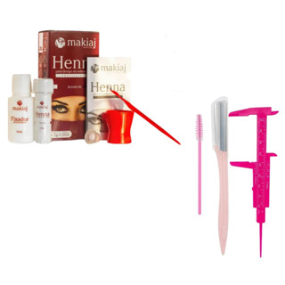 Kit Henna de sobrancelhas e kit paquimetro e navalha para design de sobrancelhas em Oferta na Shopee