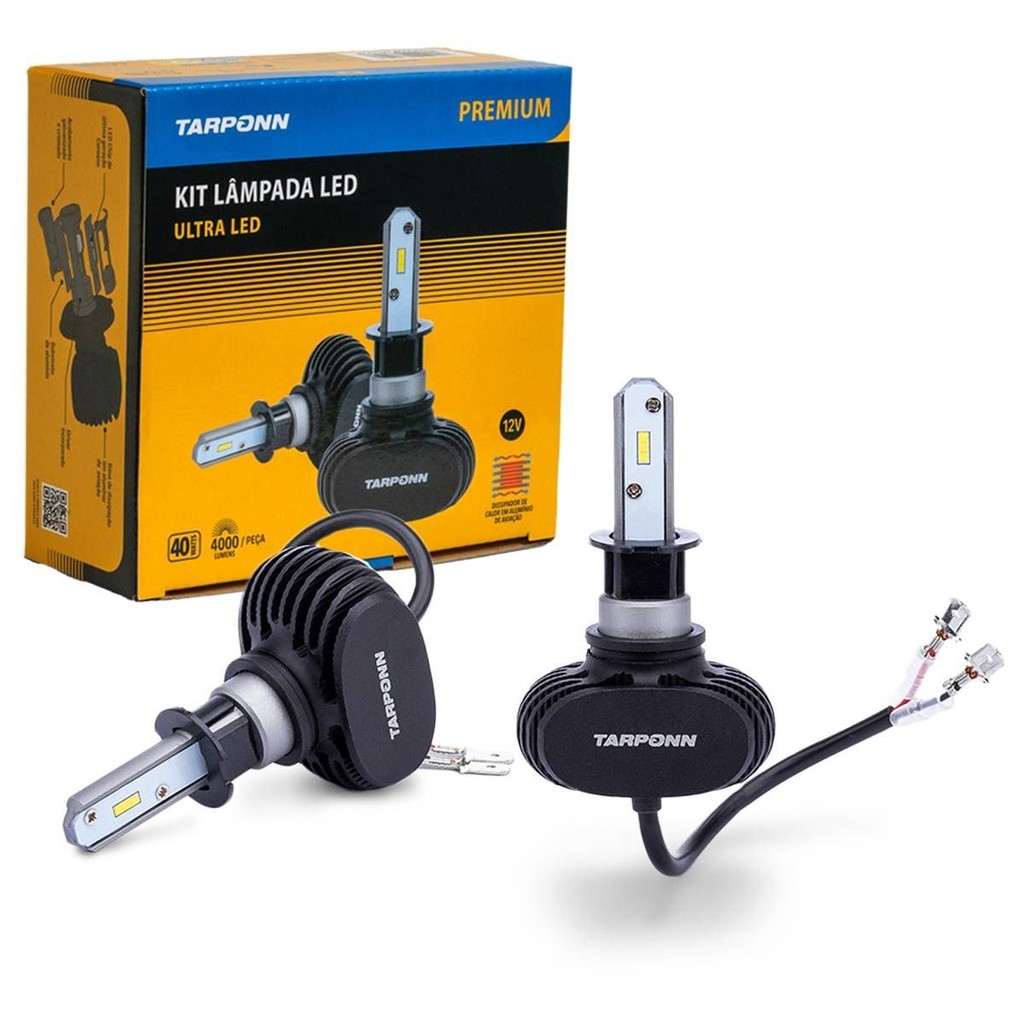 Kit Lâmpada Ultra Led Premium H3 40w 8000lm 6000k Tarponn em Oferta na Shopee