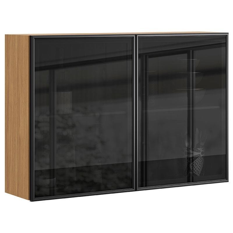 Armário Aéreo Art 6003 2 Portas de Vidro 120 cm Freijó ABS Preto – Kits Paraná em Oferta na Shopee