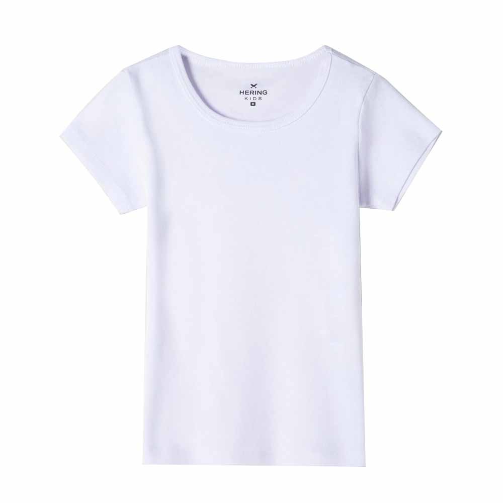 Blusa Hering Kids Infantil Menina Manga Curta Em Ribana Branca