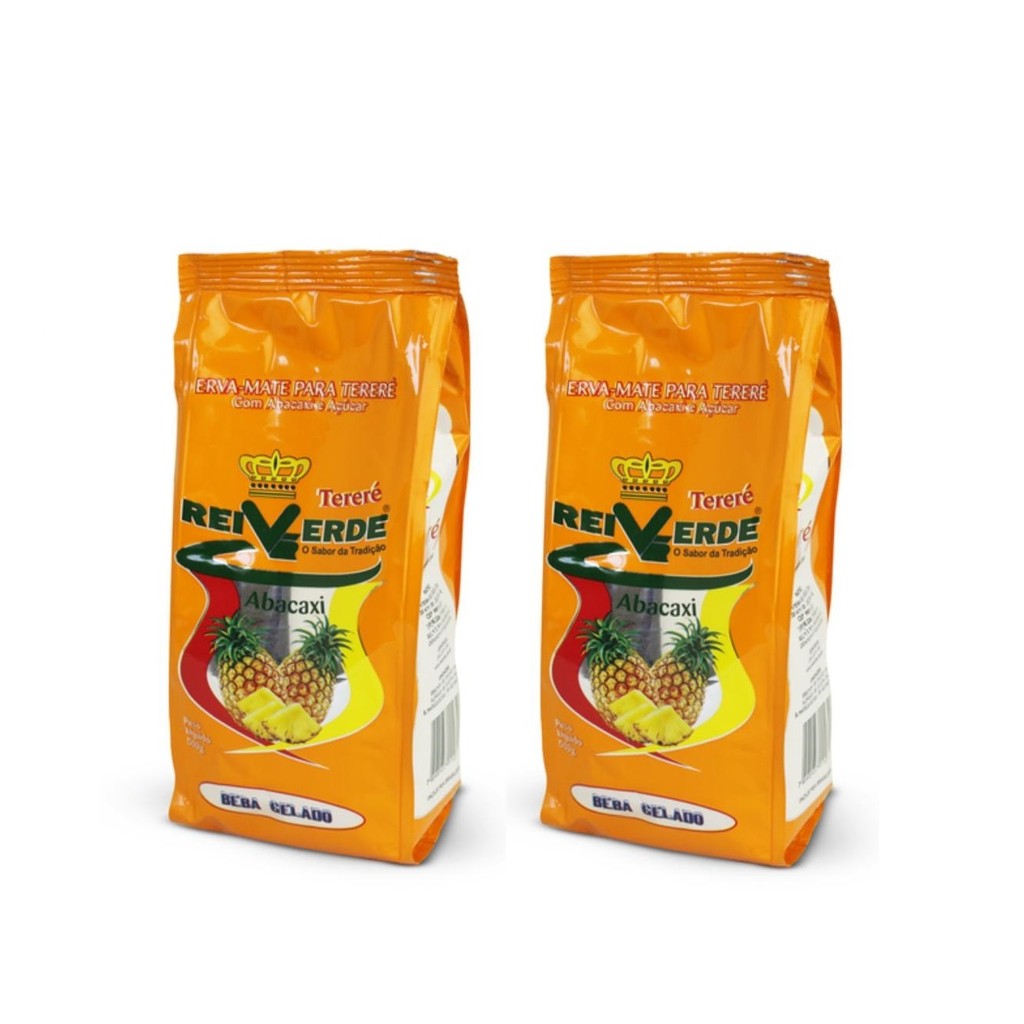 2 Erva Mate tererê REI VERDE ABACAXI E AÇUCAR 500g