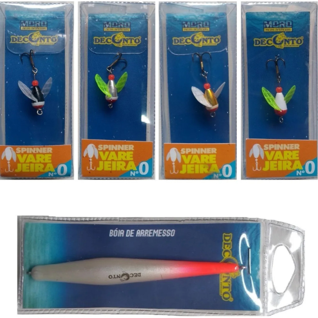 Kit 4 Isca Spinner Varejeira N0 e Boia De Arremesso Deconto
