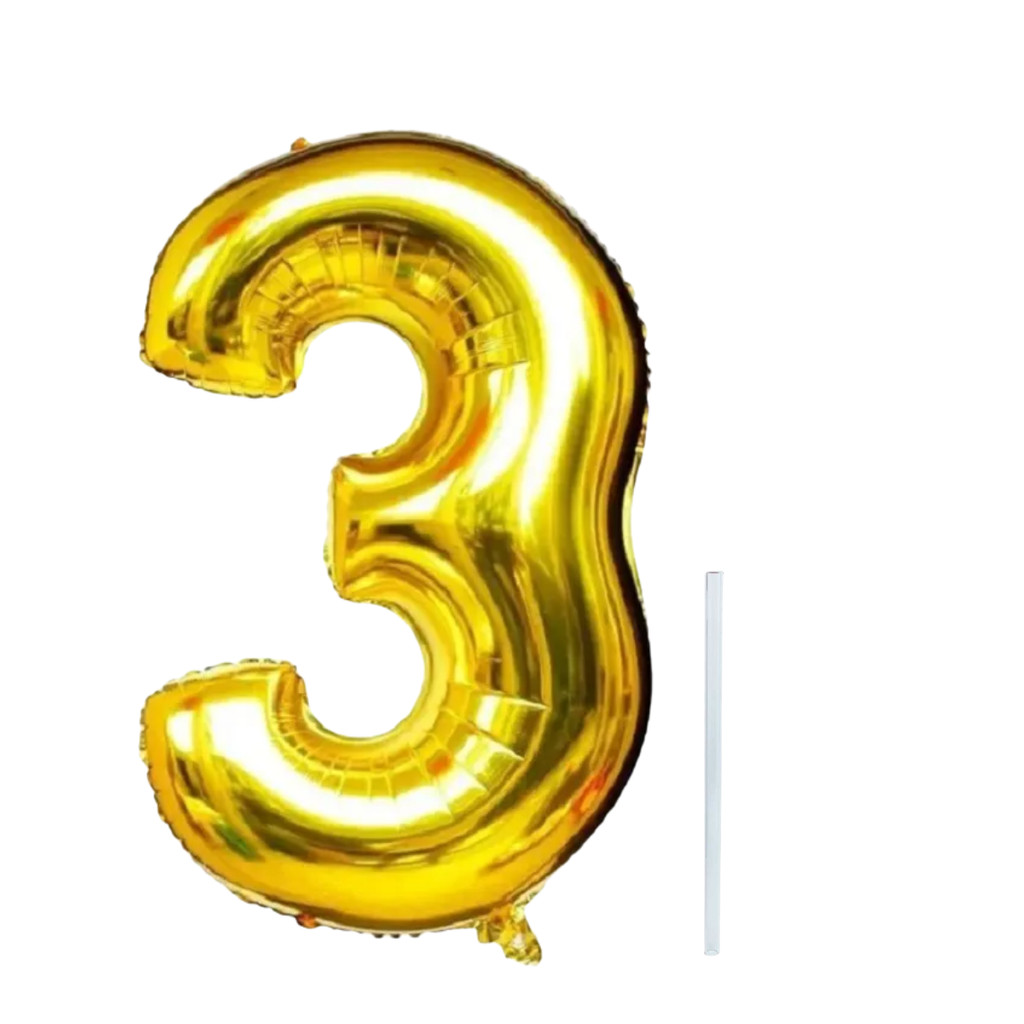 Balao Metalizado Numero 3 Dourado 261/3 - Yoss em Oferta na Shopee