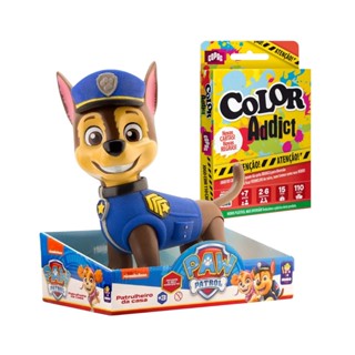 Brinquedo Infantil Boneco Chase 40cm Patrulha Canina + Brinde Jogo de Cartas Color Addict 110 Cartas em Oferta na Shopee