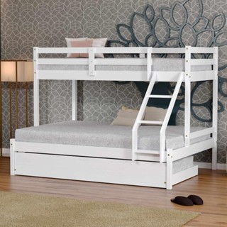 Treliche Com Cama Casal Slim Madeira Maciça Branco Housin em Oferta na Shopee