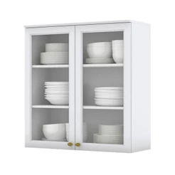 Armário Aéreo 2 Portas De Vidro 80 Cm Americana Branco Hp – Henn