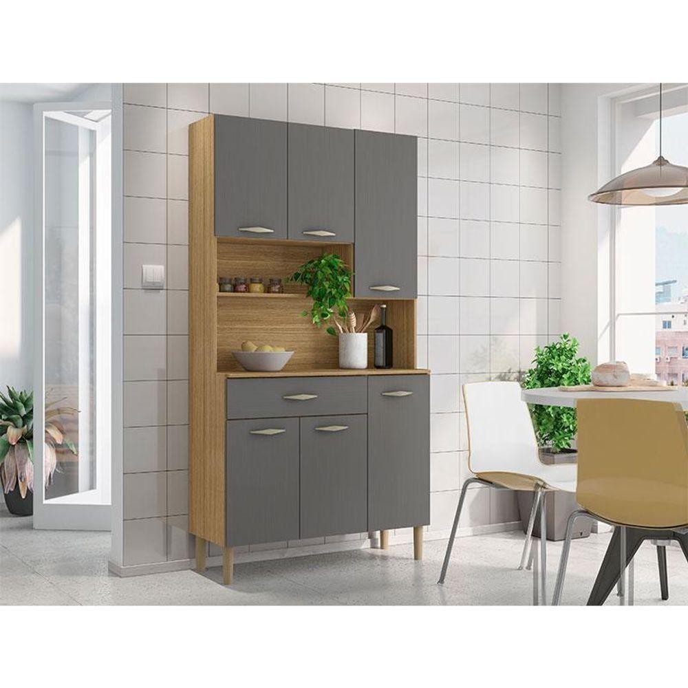 Kit Cozinha 6 Portas Ambiente Apolo Freijó Gris - Kits Paraná em Oferta na Shopee