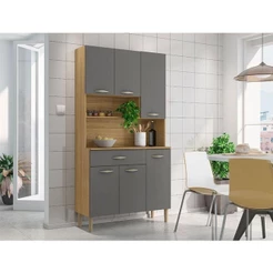 Kit Cozinha 6 Portas Ambiente Apolo Freijó Gris - Kits Paraná