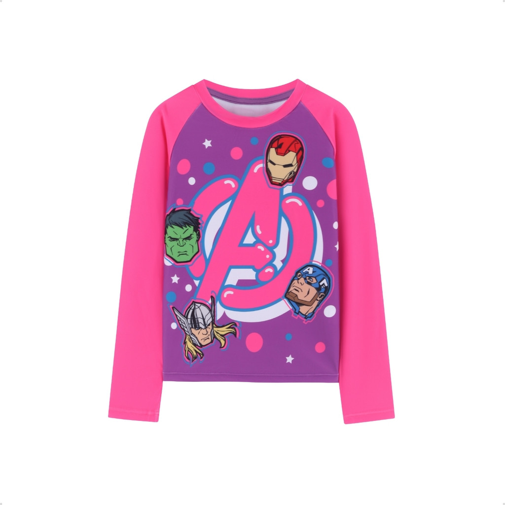 Camiseta UV Avengers Marvel Manga Longa Menina 4 a 10 Anos