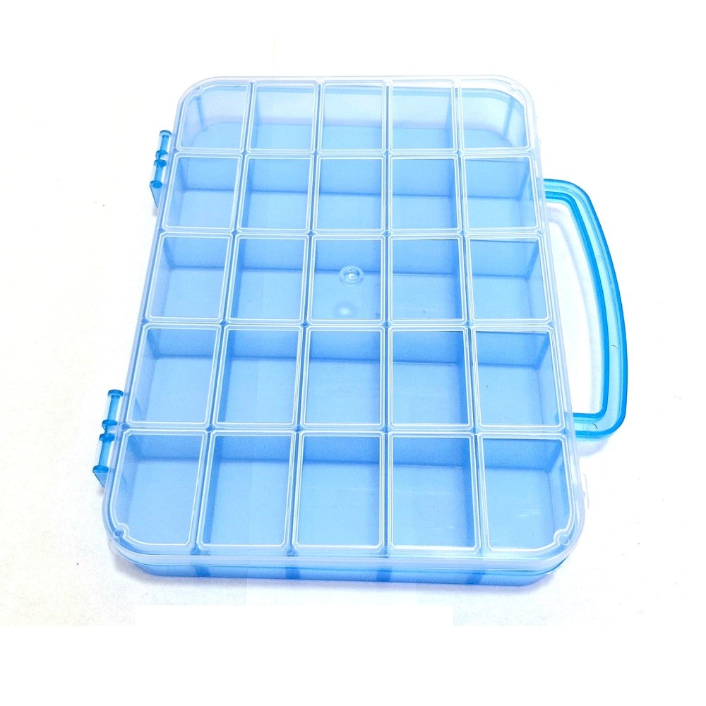 Maleta Plastica Organizadora Joy 25 Divisórias - Azul Transparente em Oferta na Shopee