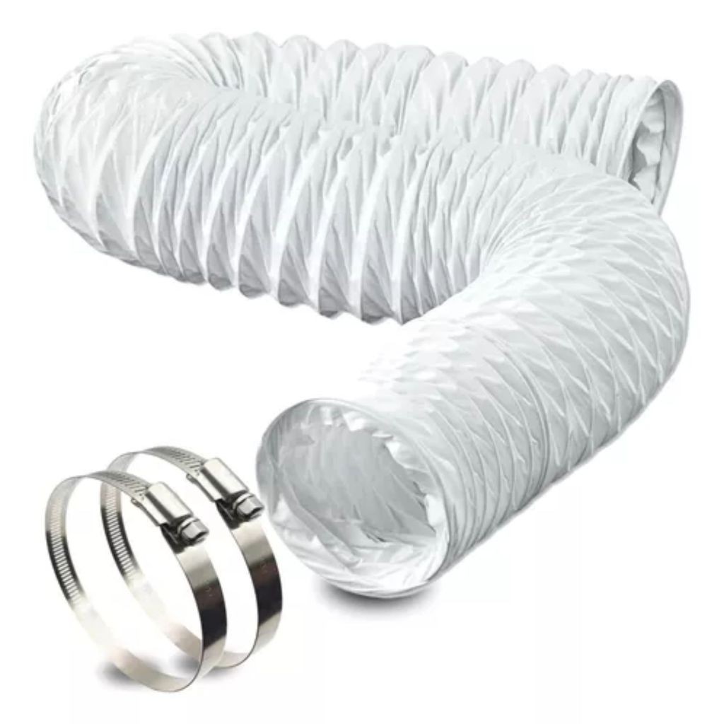 Duto PVC 150mm 3 Metros 6 Polegadas Flexível  + 2 Abraçadeiras Ar Condicionado Portátil Exaustor