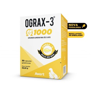 Ograx‑3 1000 mg – 30 Cápsulas Ômega‑3 para Cães e Gatos Avert em Oferta na Shopee