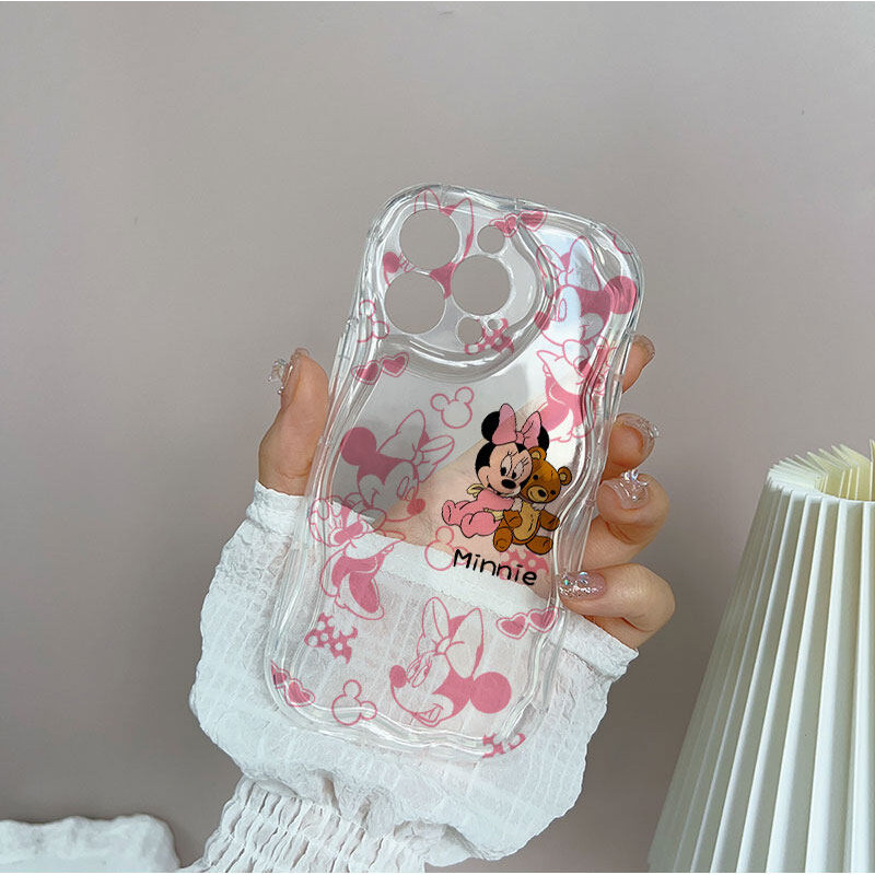 Capa 3D Mickey Minnie Mouse Para Motorola MOTO E13 E22 G75 G60 G52 G35 G05 G15 G22 G54 Adorável Transparente Disney INS - detalhe