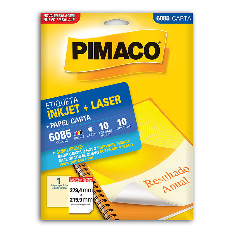 Etiqueta inkjet/laser carta 6085 com 10 folhas Pimaco em Oferta na Shopee