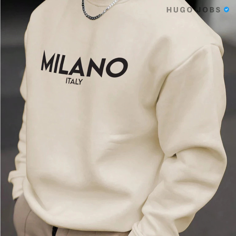 Blusa de Frio Moletom  Milano Estampado Gola Redonda