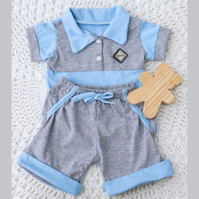 Conjunto bebê Menino Mauricinho linha baby com camiseta polo e shorts Recém Nascido até 6 meses