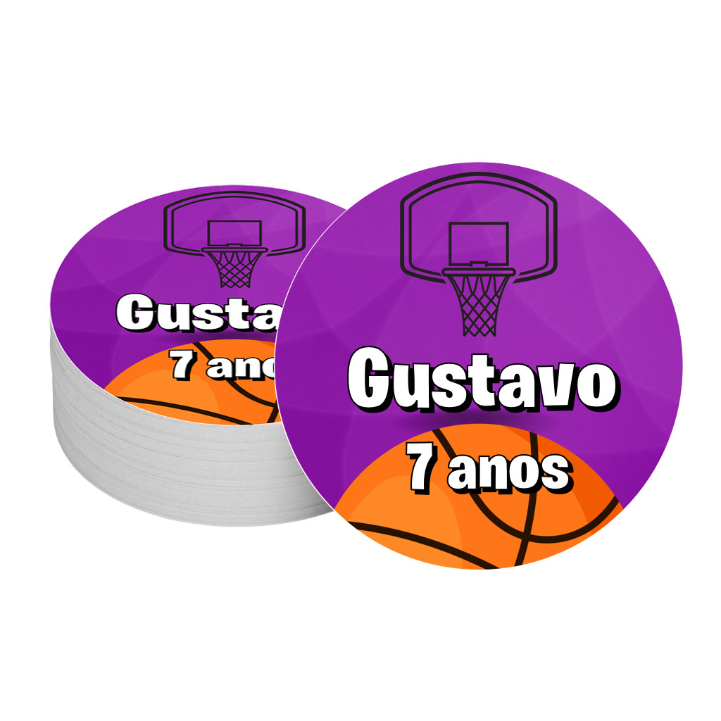 20 Adesivos redondo 5cm Basquete Lembrancinha para latinha Tag Auto Colante Rótulo para embalagem