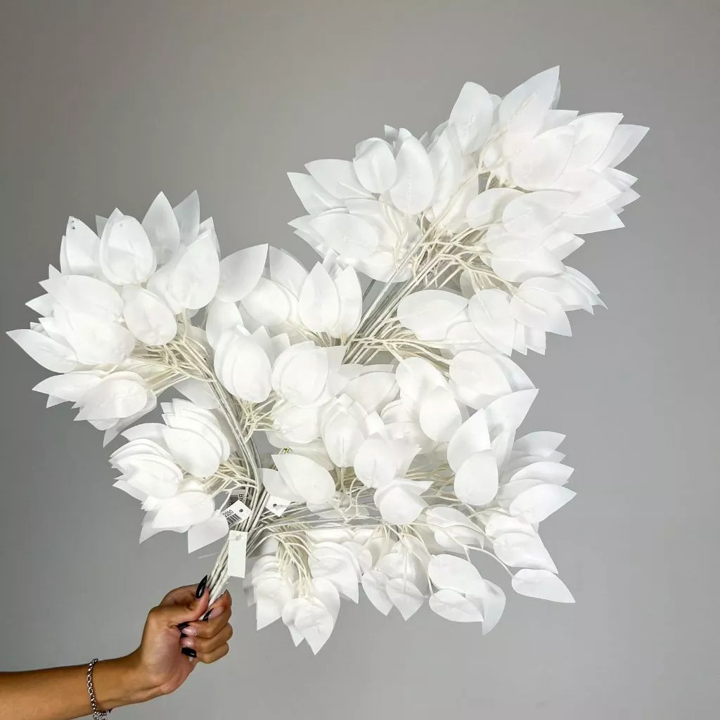 48 Unidades Folhas de FICUS BRANCO de silicone - BH802259 em Oferta na Shopee