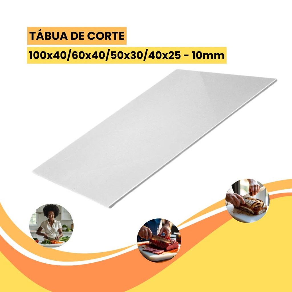 Tabua De Corte 10MM DIVERSOS TAMANHOS Profissional Antibacteriana Polietileno Carnes Legumes