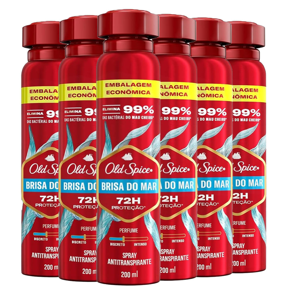 Kit Desodorante Aerosol Old Spice Brisa Do Mar 200ml - 6 unidades - Beauty