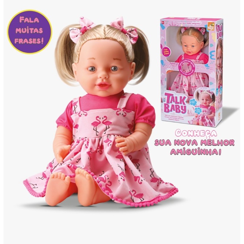 Boneca Talk Baby Grande 50cm Loira Fala Frases - Bee Toys - em Oferta na Shopee