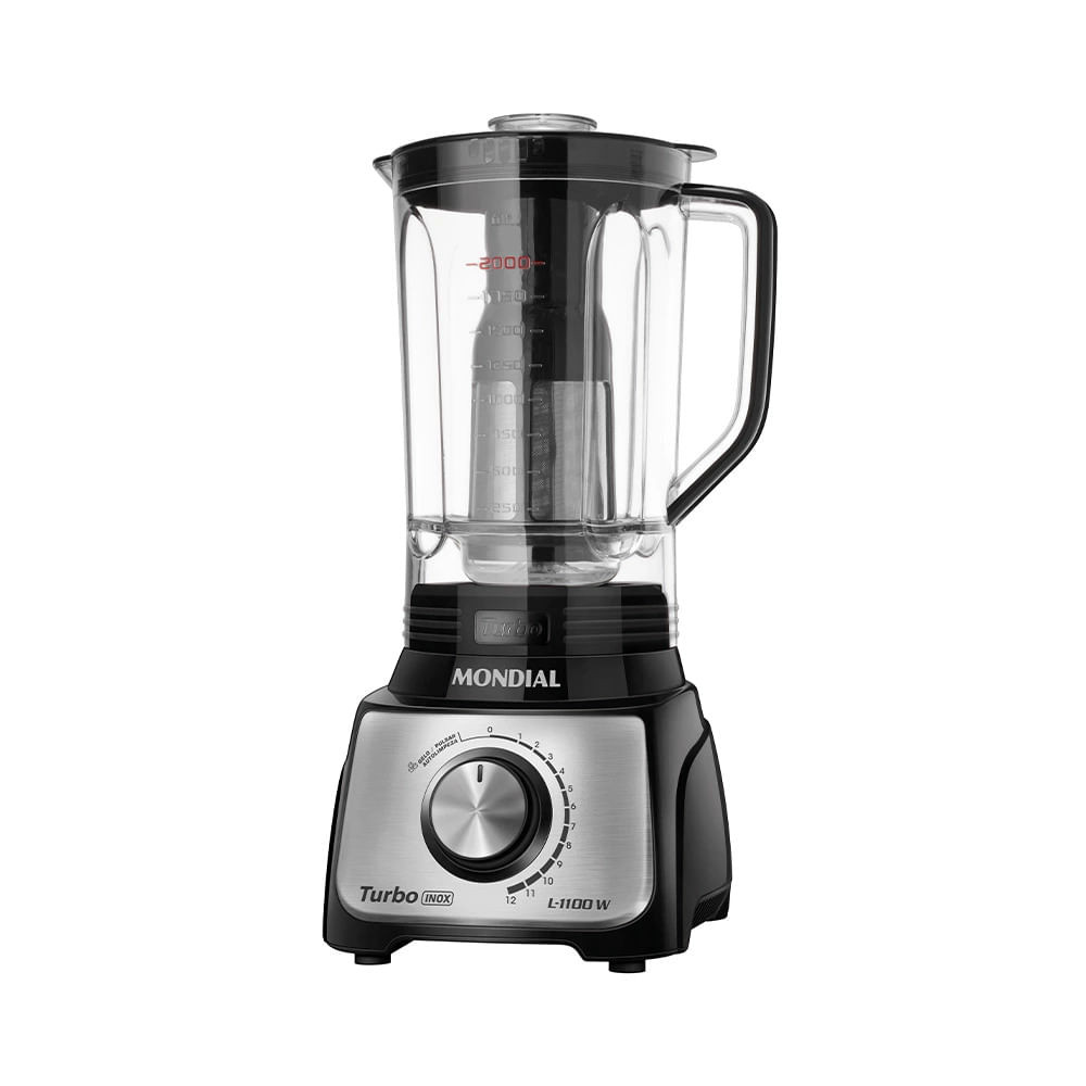 Liquidificador Turbo Mondial 220V 1100W Preto/Inox - L-1100 BI - Home Appliances