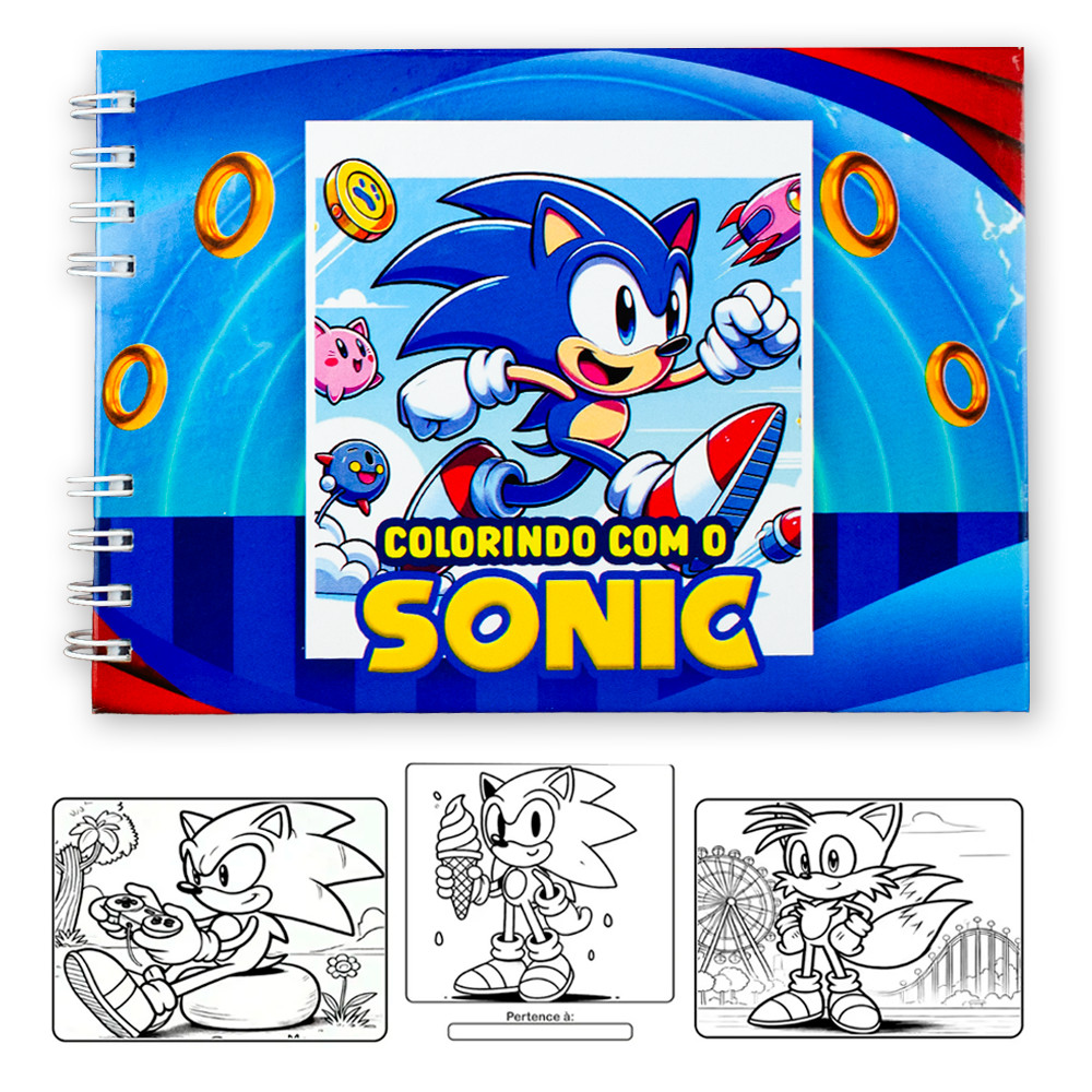 Livro Colorir Sonic Infantil 50 Folhas Desenhos Pintar  Capa Dura em Oferta na Shopee