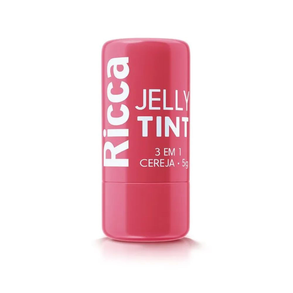 Bastão Ricca Jelly Tint 3 em 1 Cereja para Lábios, Bochechas e Olhos - Beauty