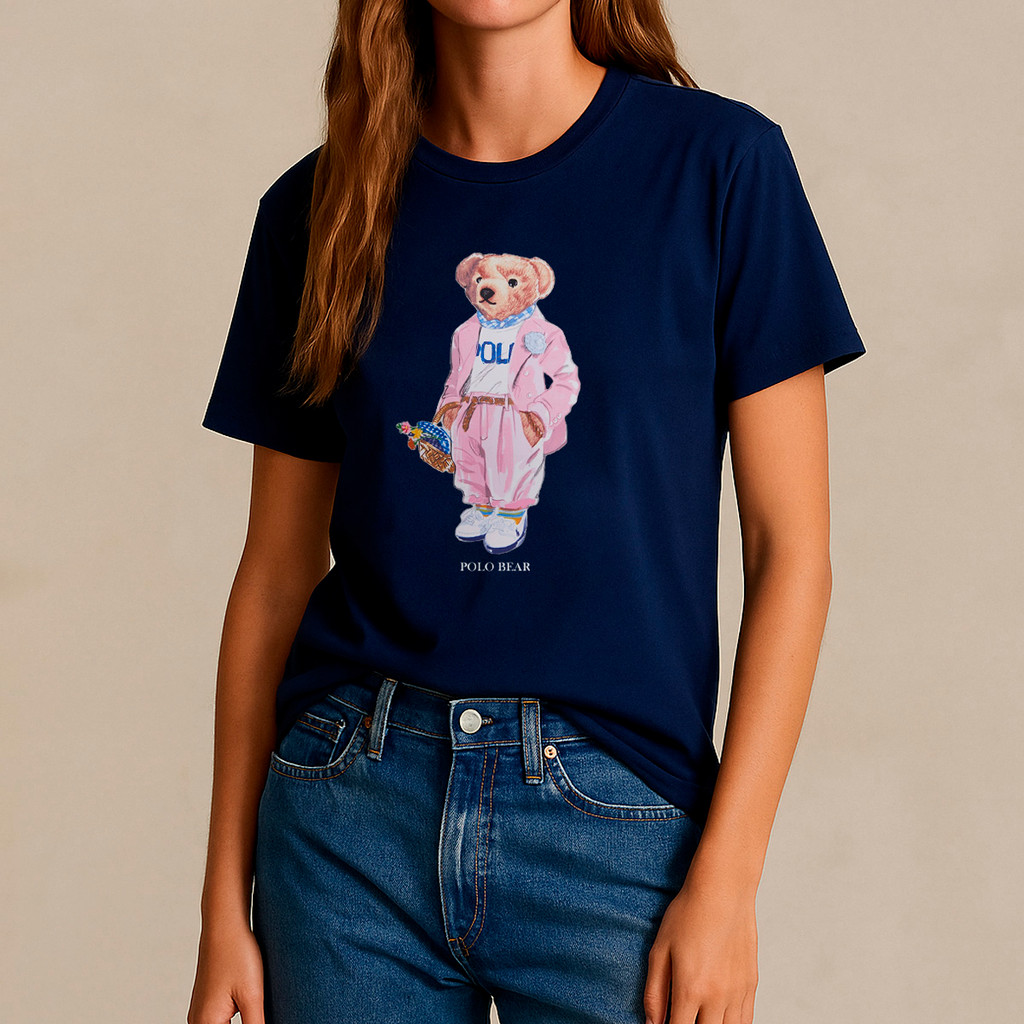 Camiseta Feminina Polo Bear Urso Tecido Algodão Premium Blusa Camisa