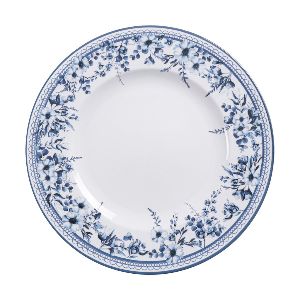 Prato Azzurra Raso 28cm Porcelana Branca Estampa Azul Azulejos Portugueses Ideal Jantar Tramontina