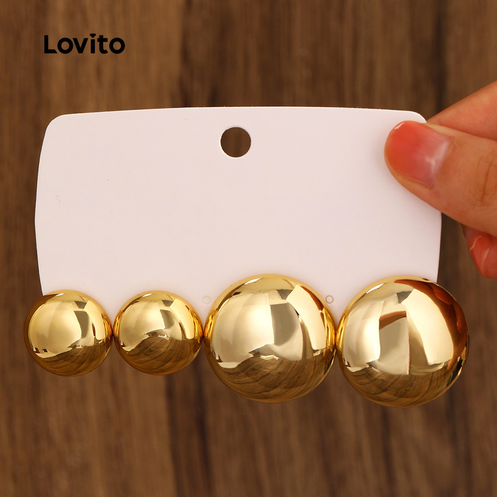 Detalhes do Lovito Brincos de Estilo Casual coreano LFA92052