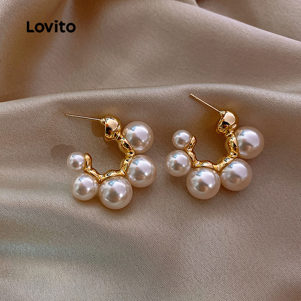 Lovito Brincos Elegantes de Elegância francesa LFA92054 em Oferta na Shopee