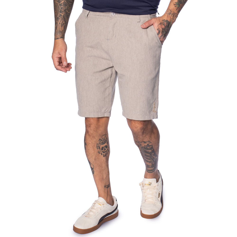 Bermuda Masculina Gangster Reta Alfaiataria Cinza em Oferta na Shopee