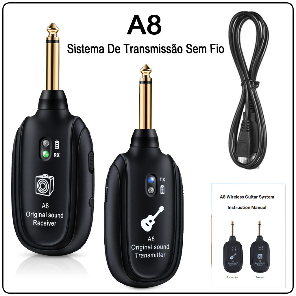 Transmissor E Receptor  Profissional Sem Fio Para Guitarra A8, Sistema De Transmissão Sem Fio Para Guitarra E Baixo