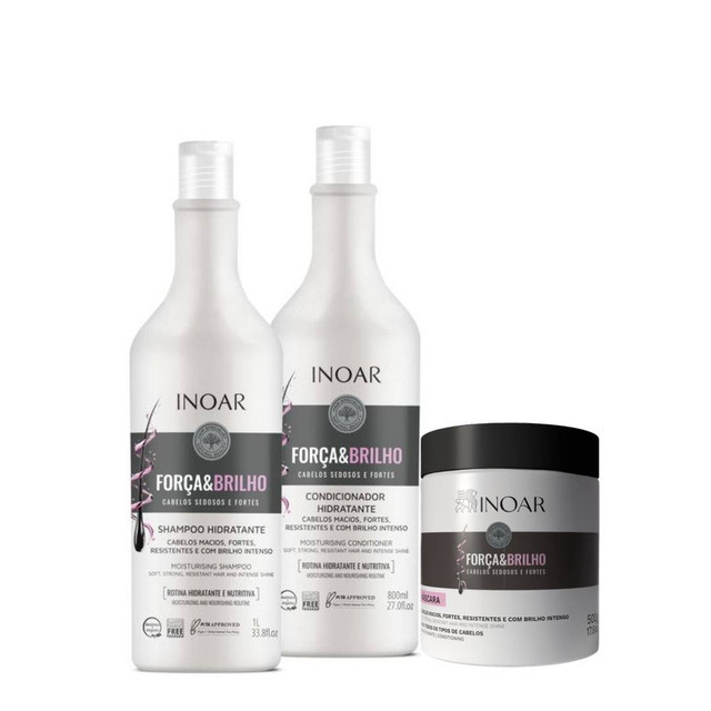 Inoar Kit Força e Brilho Hidratante 3 Produtos em Oferta na Shopee