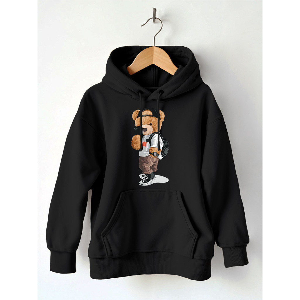 Moletom Canguru com Capuz Blusa Frio Inverno Estampado Urso Streetwear Flanelado Premium