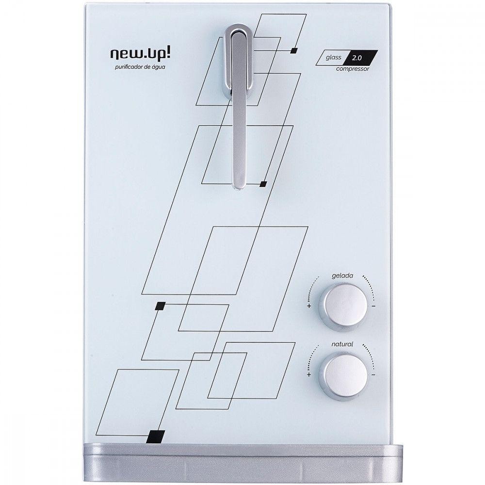Purificador de Água Compressor Refrigerado Glass 2.0 de Mesa ou Suspenso Branco New.Up 127v