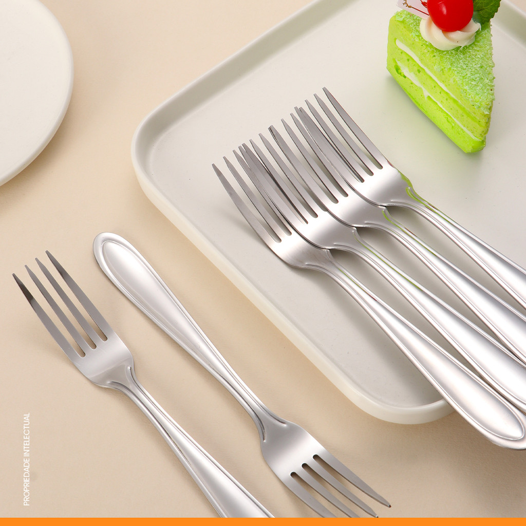 Conjunto 12Garfos De Mesa Restaurante Faqueiro Classic Aço Inox Resistente Jantar Almoço Festas Eventos Cotidiano Mec G