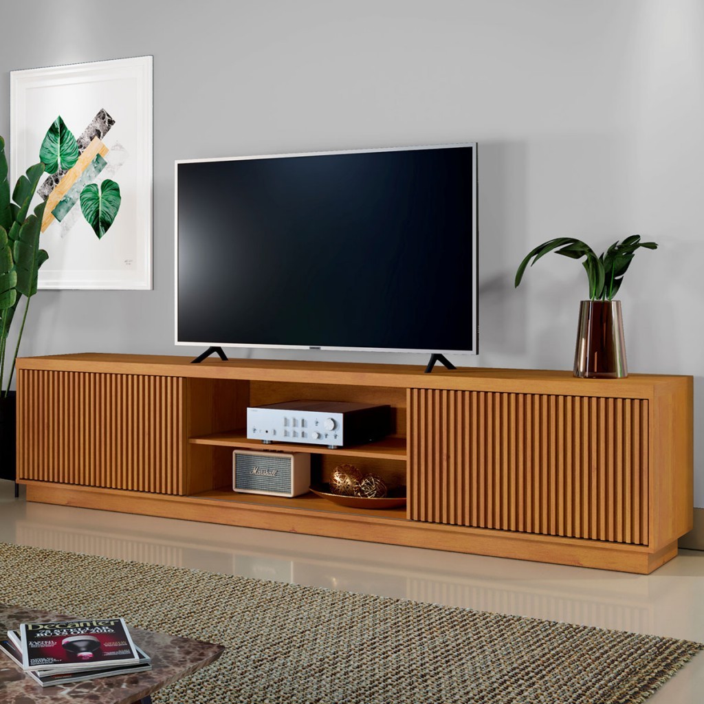 Rack para TV de Até 75 Polegadas Ripado 2 Portas Logan Naturalle - Mavaular em Oferta na Shopee