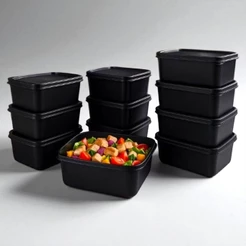 Kit 10 Potes 1 Litro Retangular Marmitas Fitness Lavável