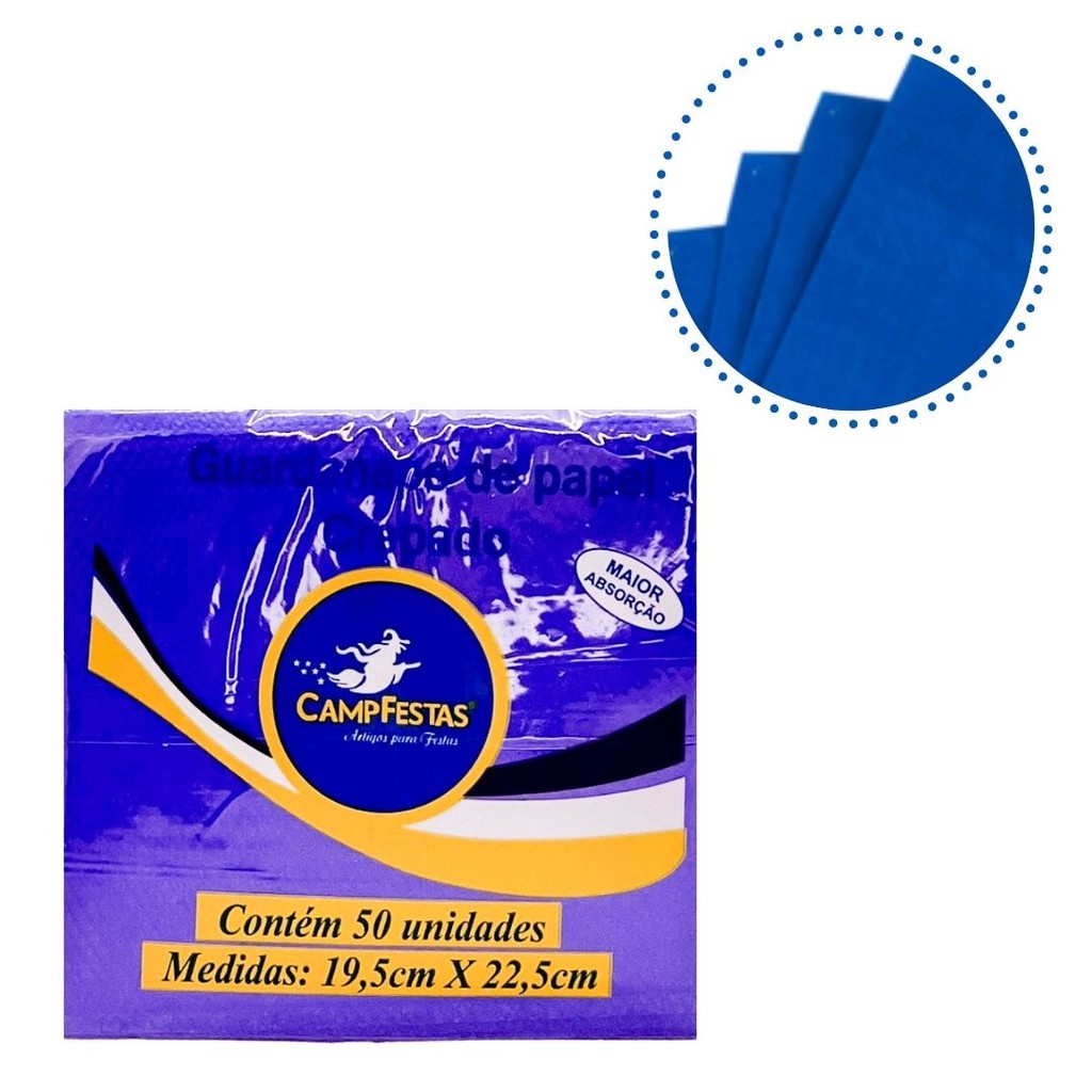 50~300 GUARDANAPOS AZUL ESCURO FESTA 19,5 X 22,5 CAMPFESTA em Oferta na Shopee
