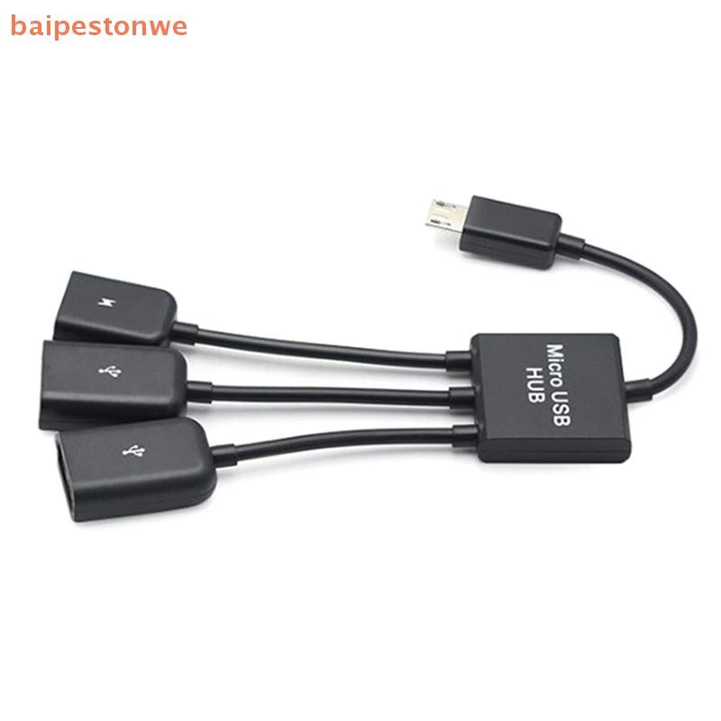 [baipestonwe] Cabo Adaptador Micro USB OTG 3 Em 1 Macho Para Fêmea Hub Smartphone Computador Tablet 3 Portas