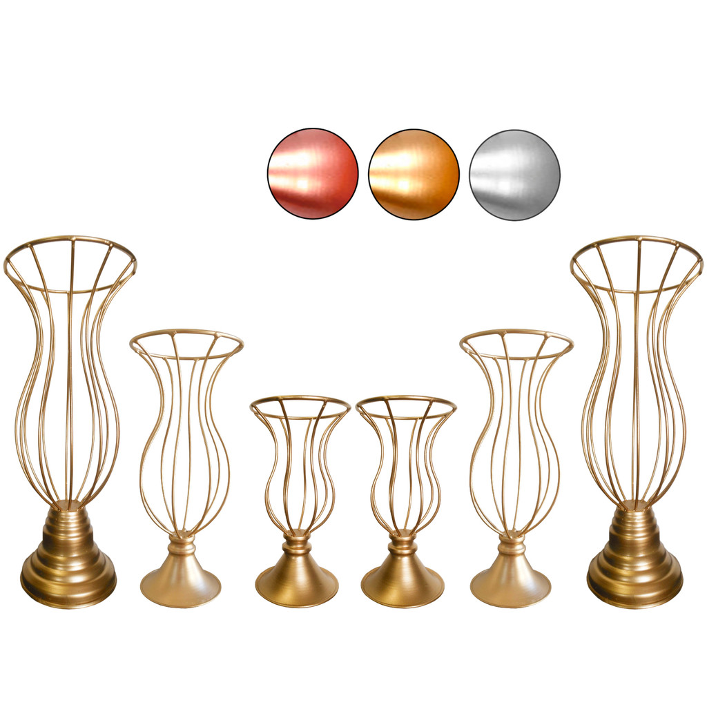 6 Vaso Dourado Armação Kit Para Pedrarias Jarros Aramados Decoração Festa